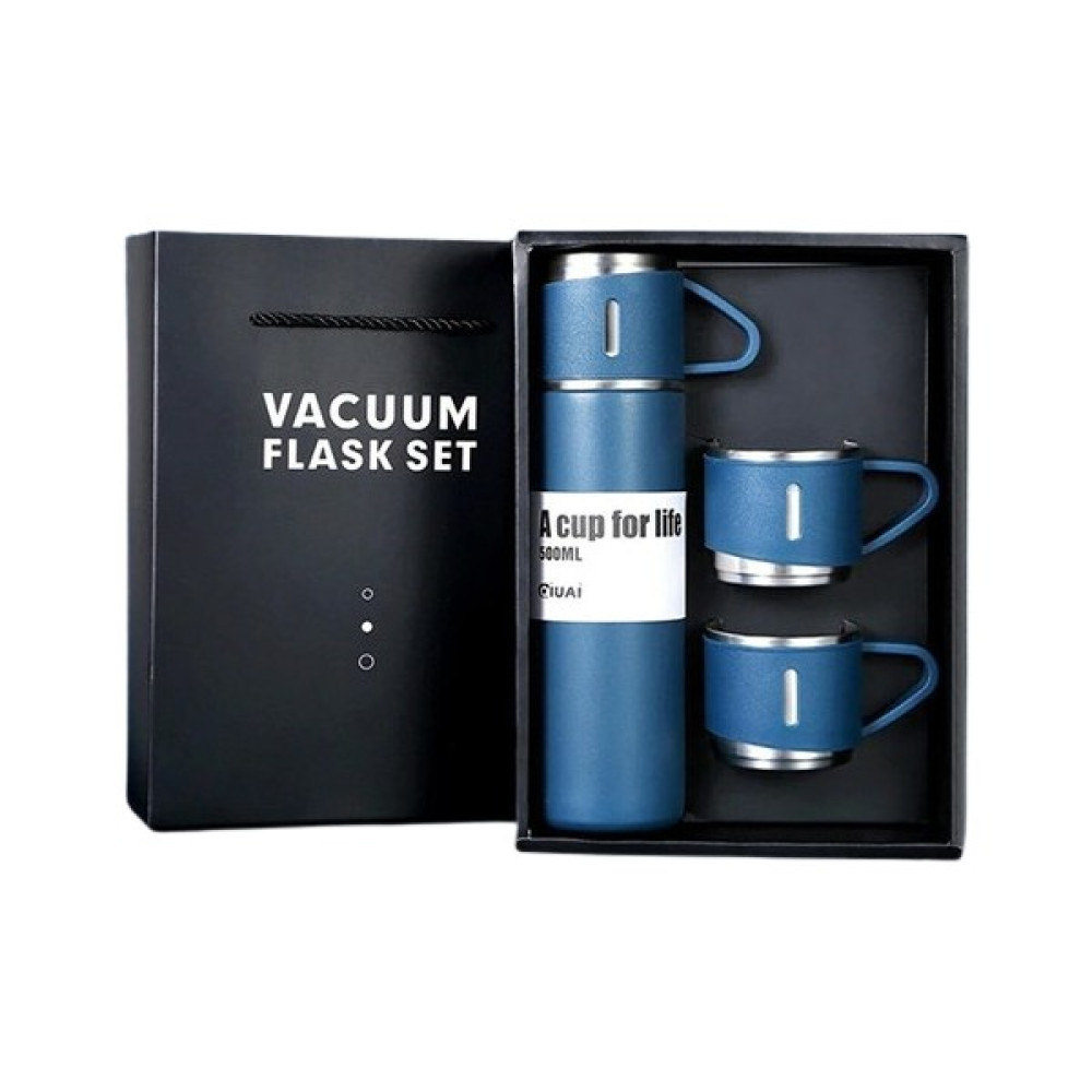 Bekaze 316 Paslanmaz Çelik 3 Bardaklı Vakumlu Termos Set 580 Ml, 12-24 Saate Kadar Isı Koruma - 580 ml - Lacivert Termoslar Fiyatı