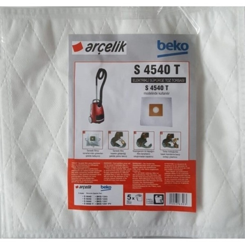 Beko Arçelik - Beko S 4540 T Elektrikli Süpürge Toz Torbası (5 Adet Elektrikli Süpürge Aksesuarları Fiyatı
