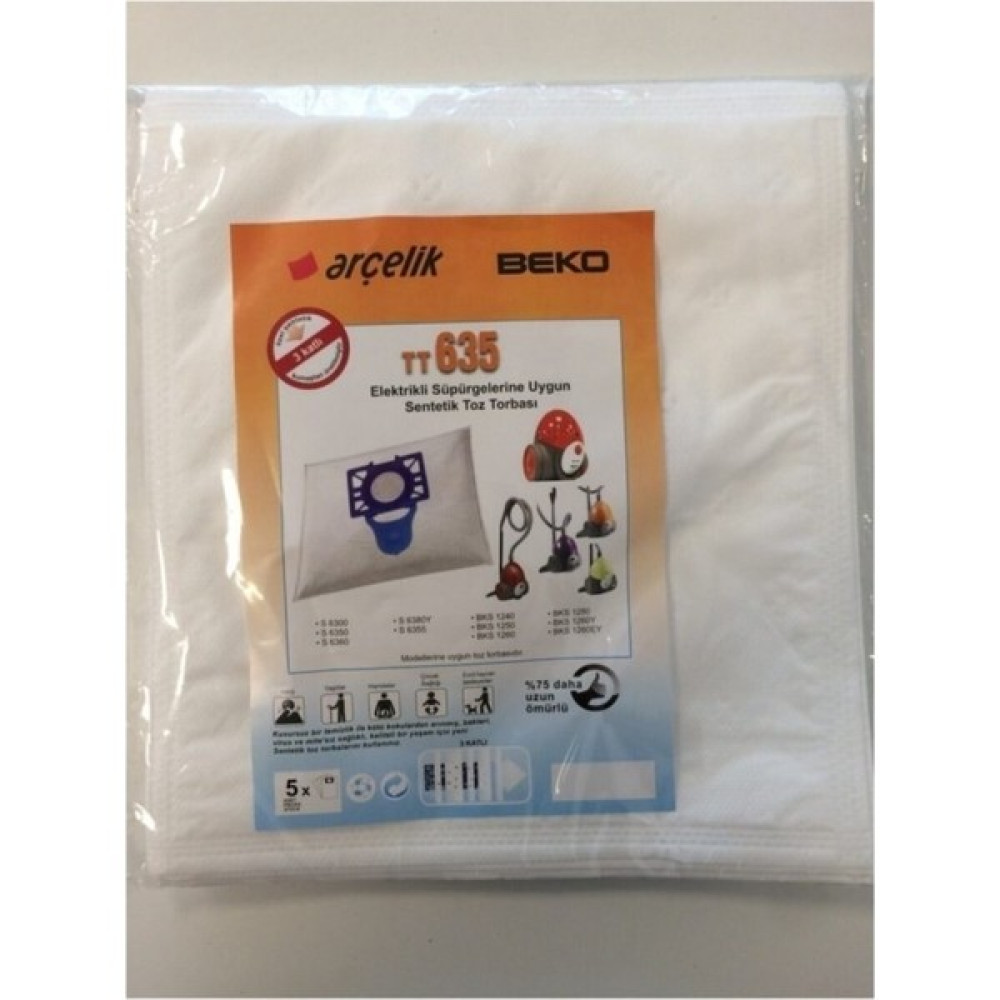 Beko Arçelik - Beko TT635 Süpürge Torbası 25 Adet (5li Paket) Elektrikli Süpürge Aksesuarları Fiyatı