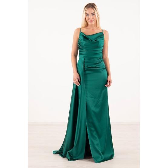 Belamore 1301658.123 Zümrüt Saten Kumaş Abiye & Mezuniyet Elbise Modeli