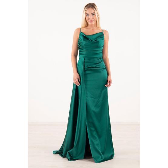 Belamore 1301658.123 Zümrüt Saten Kumaş Abiye & Mezuniyet Elbise Modeli