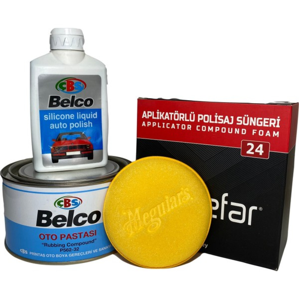 Belco PASTA500GR+CILA250ML +Befar Pastasüngeri+ Meguiars Cilapedi Oto Çizik Giderici Fiyatı