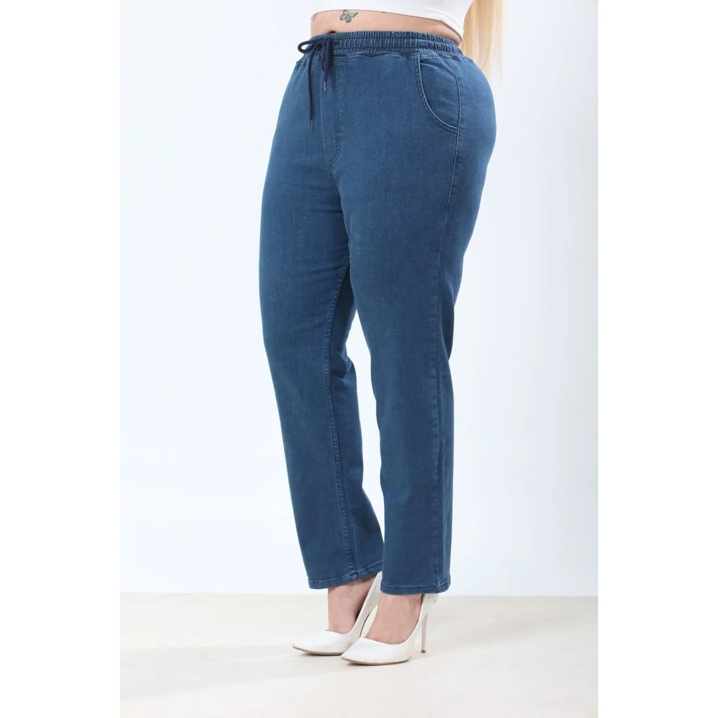 Beli Lastikli Rahat Kalıp Büyük Beden Kadın Kot Pantolon Bayan Jeans / Kot Pantolon Fiyatı