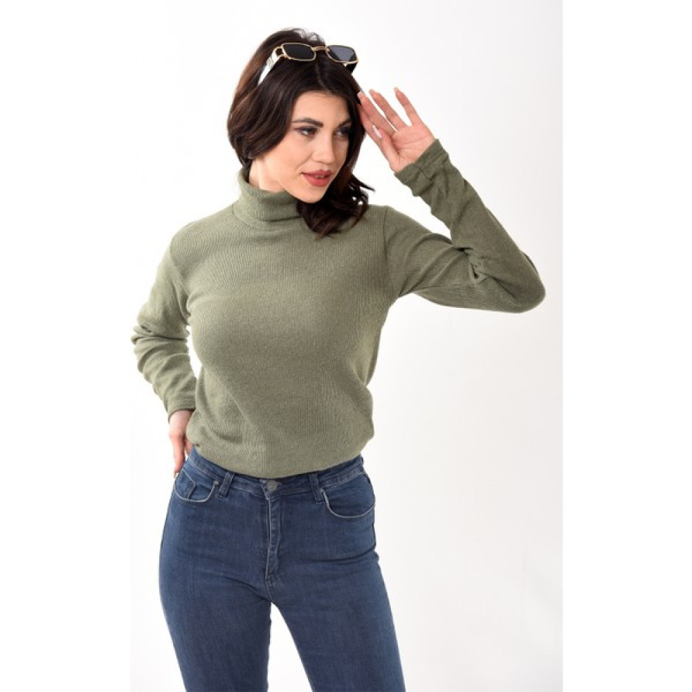 Belifanti Collection Kadın Balıkçı Yaka Boğazlı Slim Fit Kazak Haki Bayan Sweatshirt Fiyatı