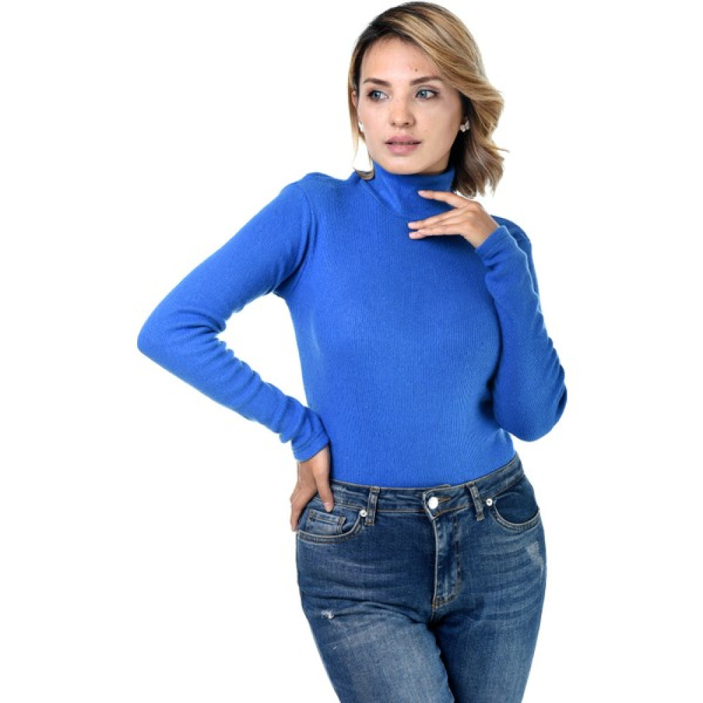Belifanti Collection Kadın Saks Mavisi Yarım Balıkçı Yaka Kazak Bayan Kazak & Süveter & Triko Fiyatı
