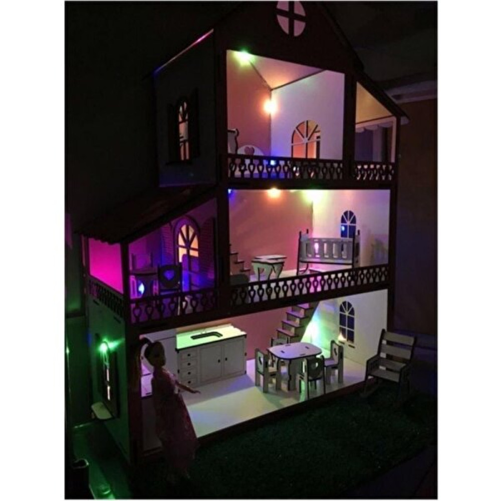 Belinay Çocuk Dünyası Ahşap Oyun Evi 80CM 27 Eşya Pembe LED Işıklı Isim Yazılır Kumbara Hediyeli Belinay 80CM 27 Eşya Bebek Oyuncakları Fiyatı