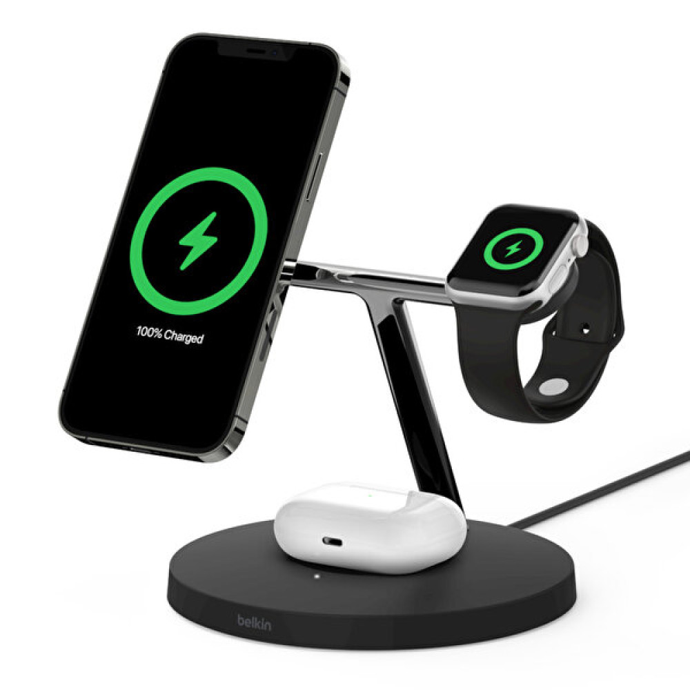 Belkin Wi̇z009Vfbk Magsafe Apple Uyumlu 3'ü 1 Arada Kablosuz Siyah Şarj Cihazı Cep Telefonu Şarj Cihazı Fiyatı