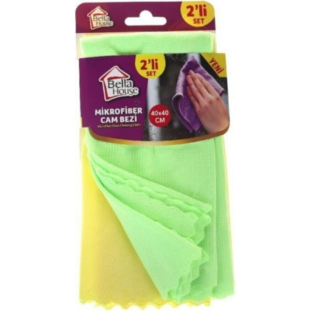Bella House Mikrofiber Cam Bezi Sarı Yeşil 2'li Temizlik Malzemeleri Fiyatı
