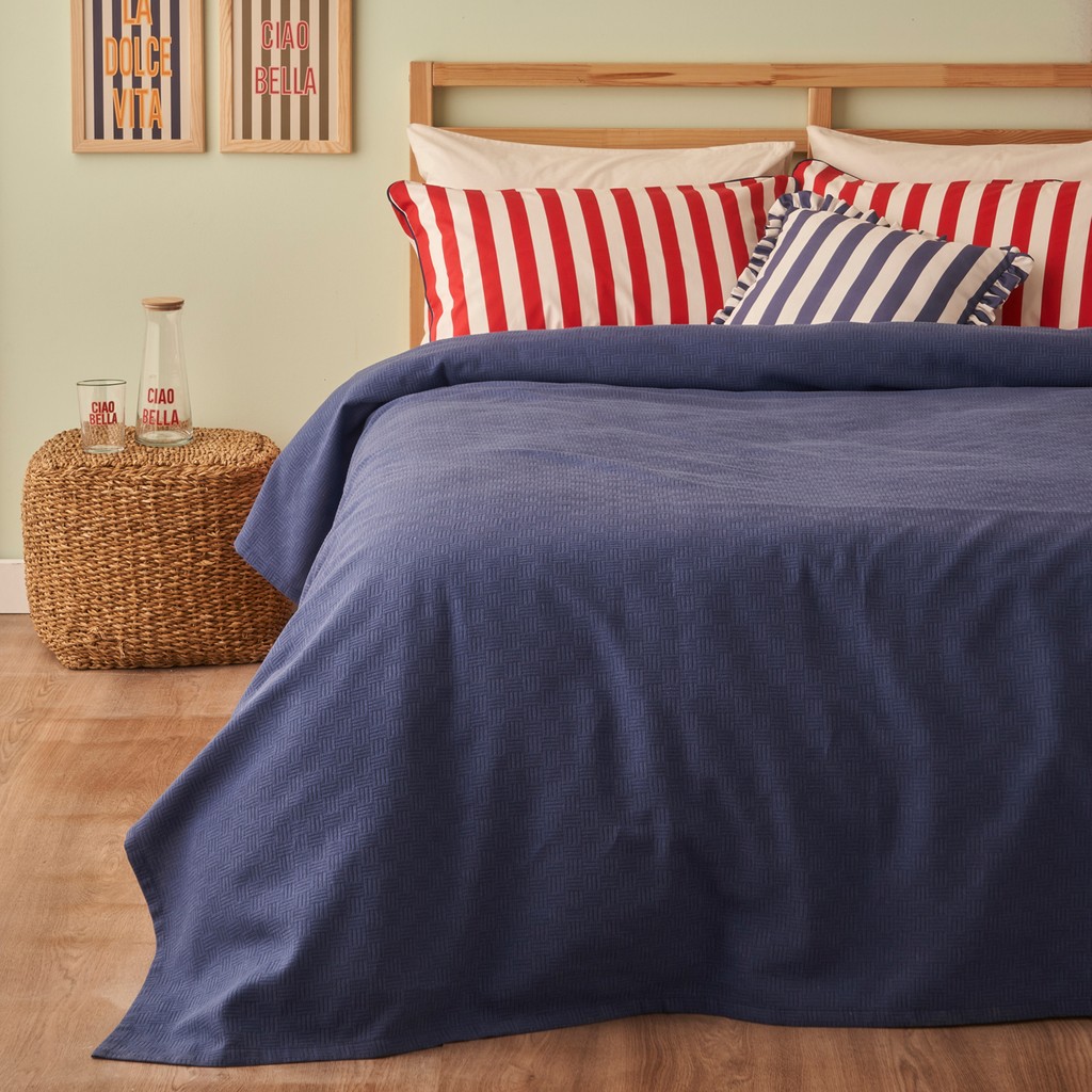 Bella Maison %100 Pamuk Line Çift Kişilik Pike Takımı Lacivert 200x220 cm Hediye Seçeneği - Lacivert - Beyaz Pike & Pike Takımı Fiyatı