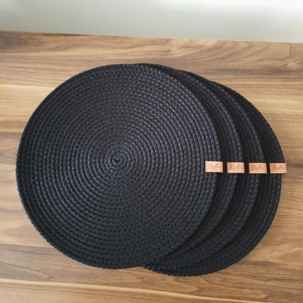 Bella Modest Siyah Supla 6'lı Halat Amerikan Servis Halat Supla Handmade - 33 x 33 cm Amerikan Servis Fiyatı