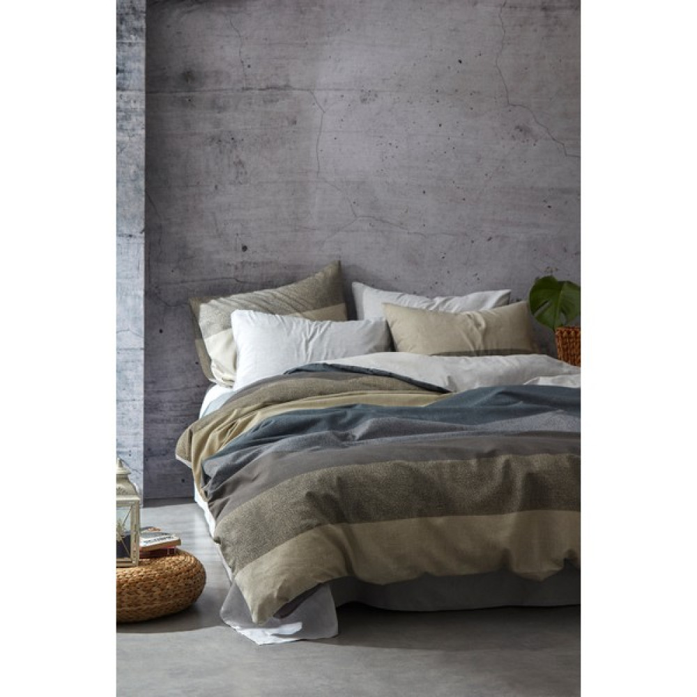Bella Ragezza Çift Kişilik Soft Nevresim Takımı %100 Pamuklu - 200 x 220 cm - Kil Rengi - Koyu Yeşil Nevresim Takımı Fiyatı