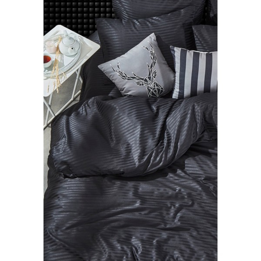 Bella Ragezza Jakarlı Pamuk Saten Nevresim Takım - 200 x 220 cm - Siyah Nevresim Takımı Fiyatı