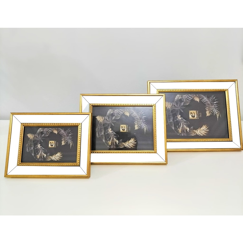Bellarte Fotoğraf Çerçevesi Altın Renkli Çerçeveli 3'lü Aynalı Çerçeve Seti Resim & Fotoğraf Çerçevesi Fiyatı