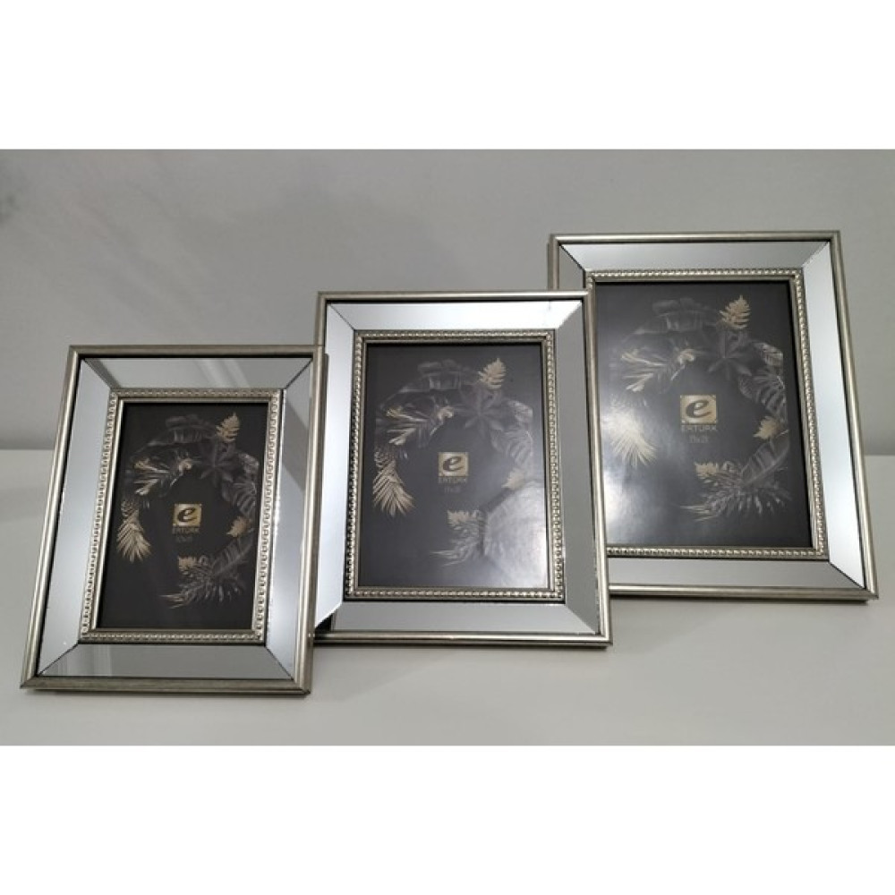 Bellarte Fotoğraf Çerçevesi Gümüş Renkli Çerçeveli 3'lü Aynalı Çerçeve Seti Resim & Fotoğraf Çerçevesi Fiyatı