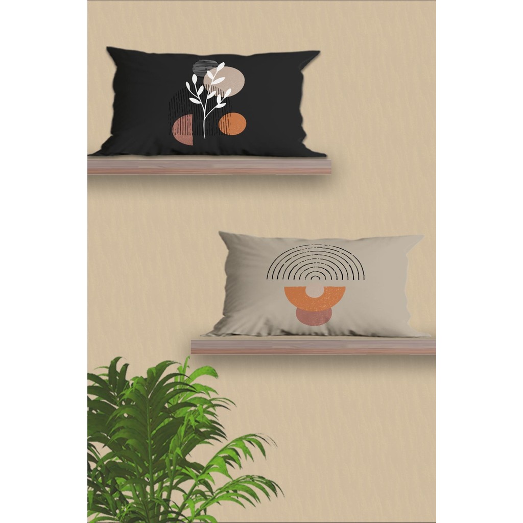 Belle Benoit Dikdörtgen Çift Tarafı Dijital Baskılı 2'li Modern Tasarım 30 x 50 cm Kırlent Kılıfı Seti - Antrasit Kırlent / Mobilya Yastığı Fiyatı