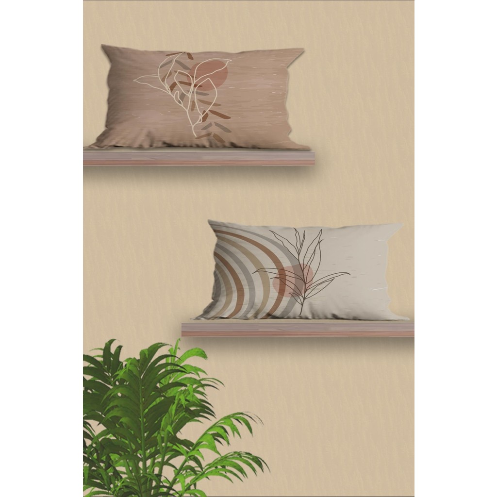 Belle Benoit Dikdörtgen Çift Tarafı Dijital Baskılı 2'li Modern Tasarım 30 x 50 cm Kırlent Kılıfı Seti - Bakır Kırlent / Mobilya Yastığı Fiyatı