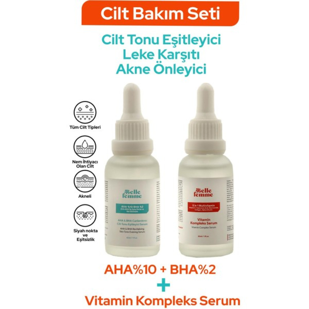 Belle Femme Aha%10 Bha%2 + Vitamin Kompleks Serum- Cilt Bakım Seti Oto Boyaları Fiyatı