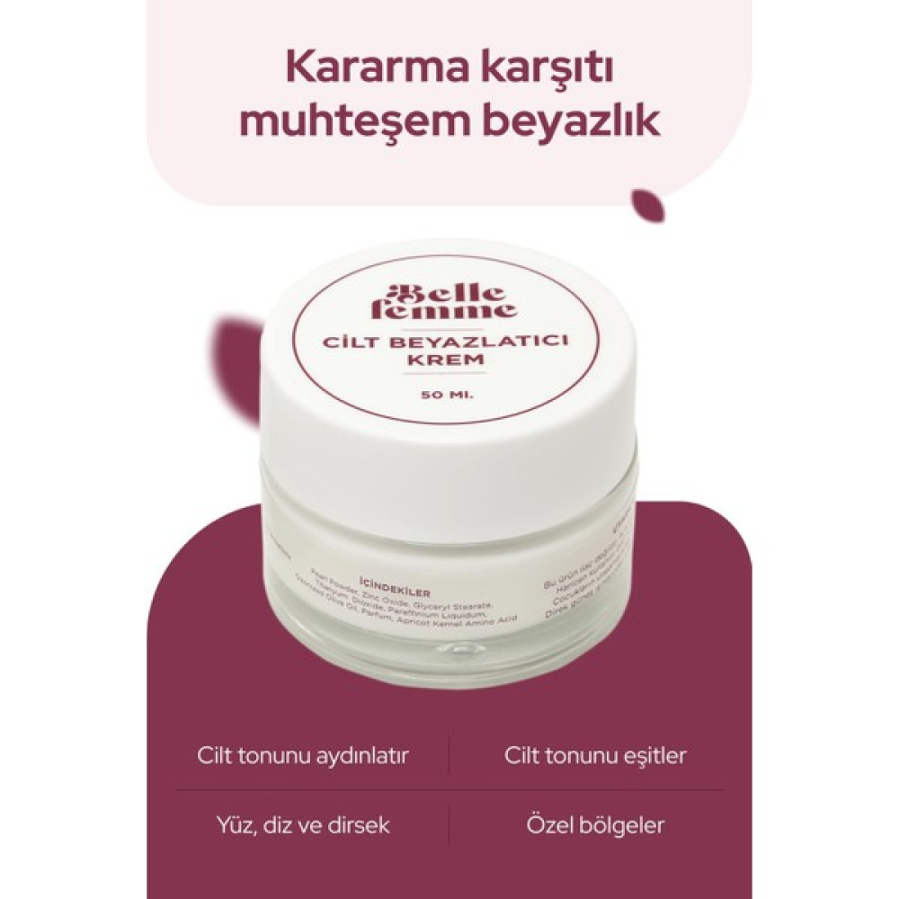 Belle Femme Leke Karşıtı Cilt Beyazlatıcı Aydınlatıcı Krem 50 Ml. Leke Kremi Fiyatı
