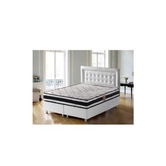 Belletto 140x190 cm Çift Kişilik Sandıklı Beyaz Deri Baza ve Başlık
