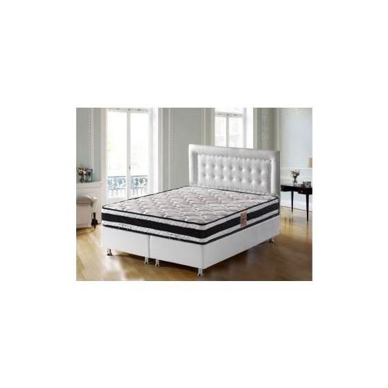Belletto 140x190 cm Çift Kişilik Sandıklı Beyaz Deri Baza ve Başlık
