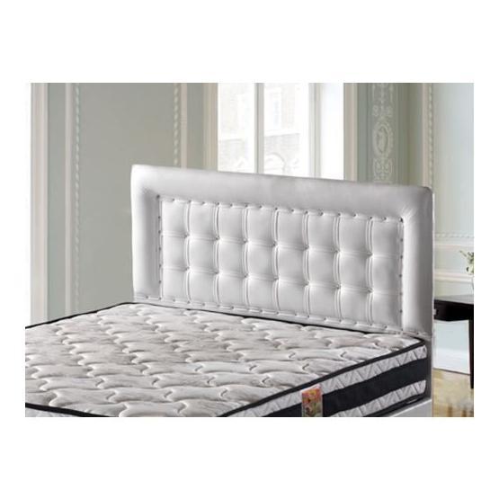 Belletto 140x190 cm Çift Kişilik Sandıklı Beyaz Deri Baza ve Başlık