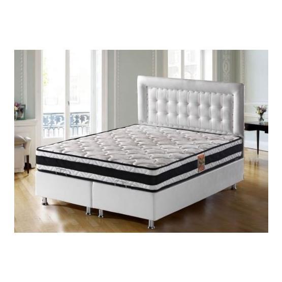 Belletto 140x190 cm Çift Kişilik Sandıklı Beyaz Deri Baza ve Başlık