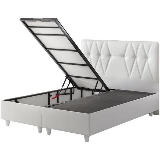 Belletto 140x190 cm Çift Kişilik Sandıklı Beyaz Deri Baza ve Başlık Baza Fiyatı