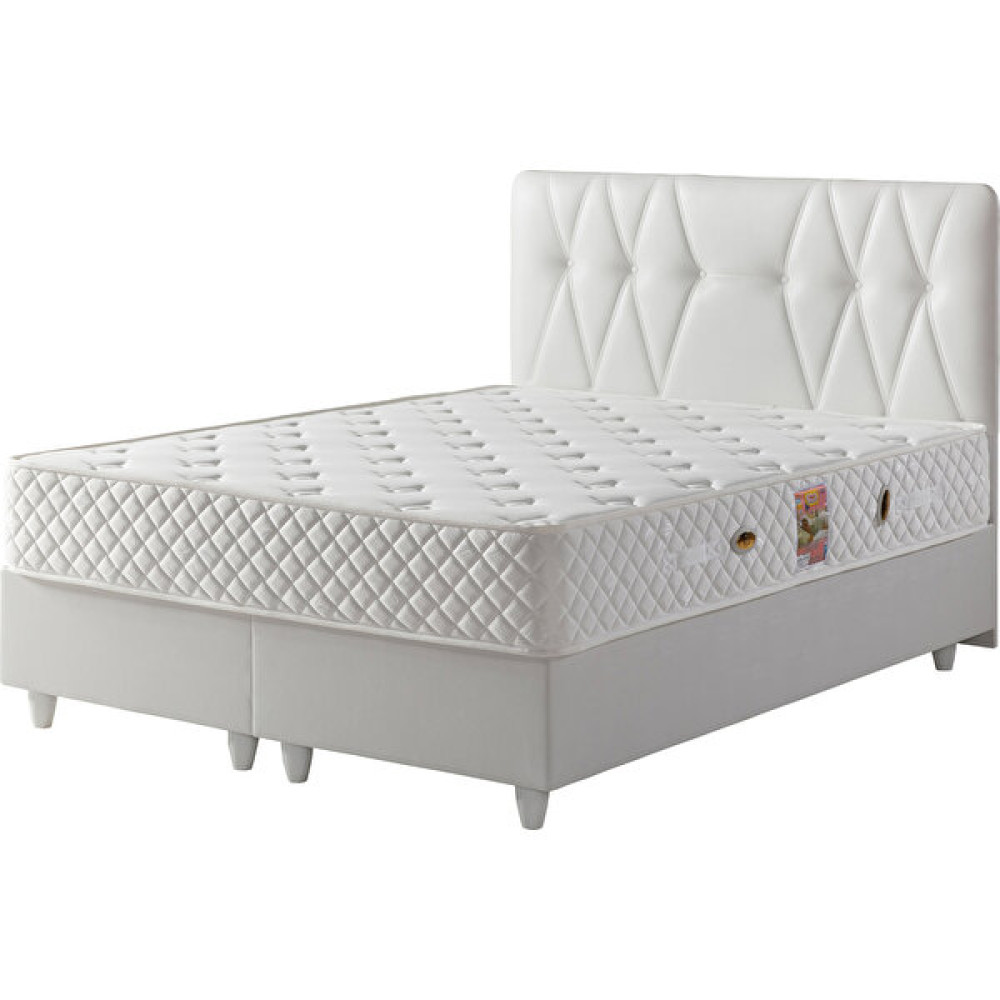 Belletto Çift Kişilik Sandıklı Beyaz Deri Baza + Beyaz Deri Başlık+ Star Soft Yatak 140X190 - 140 x 190 cm Baza Fiyatı