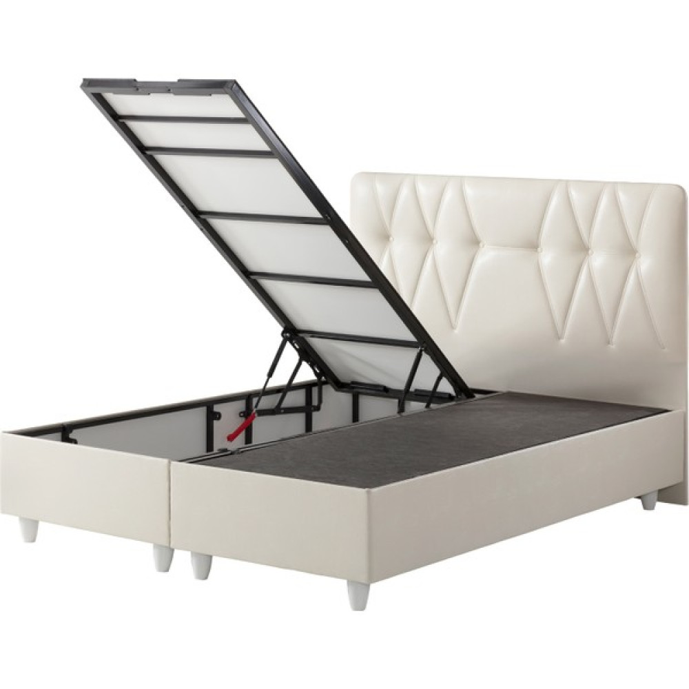 Belletto Çift Kişilik Sandıklı Deri Baza Ve Başlık Krem 160 x 200 cm Baza Fiyatı