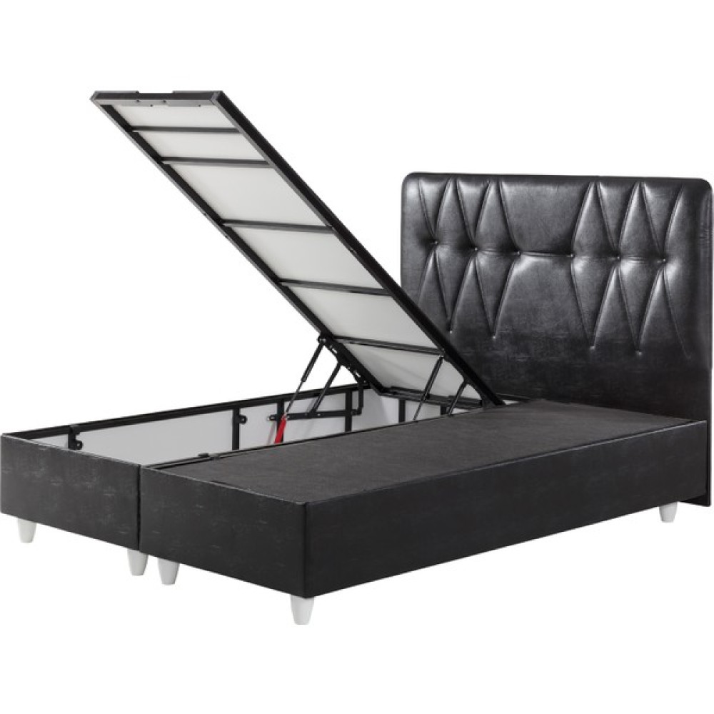 Belletto Çift Kişilik Sandıklı Deri Baza Ve Başlık Siyah 160 x 200 cm Baza Fiyatı