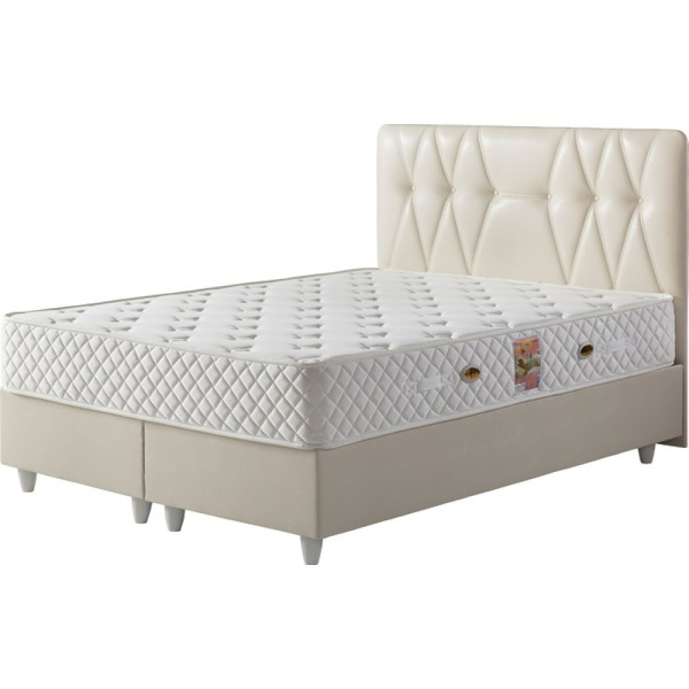 Belletto Çift Kişilik Sandıklı Krem Deri Baza +Krem Deri Başlık+ Star Soft Yatak 140X190 - 140 x 190 cm Baza Fiyatı