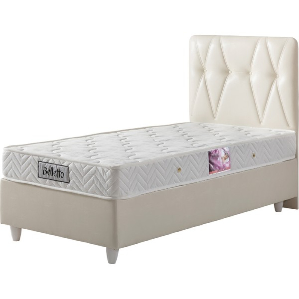 Belletto Tek Kişilik Krem Deri Baza Ve Başlık+ Yatak 90 X 190 Cm Baza Fiyatı