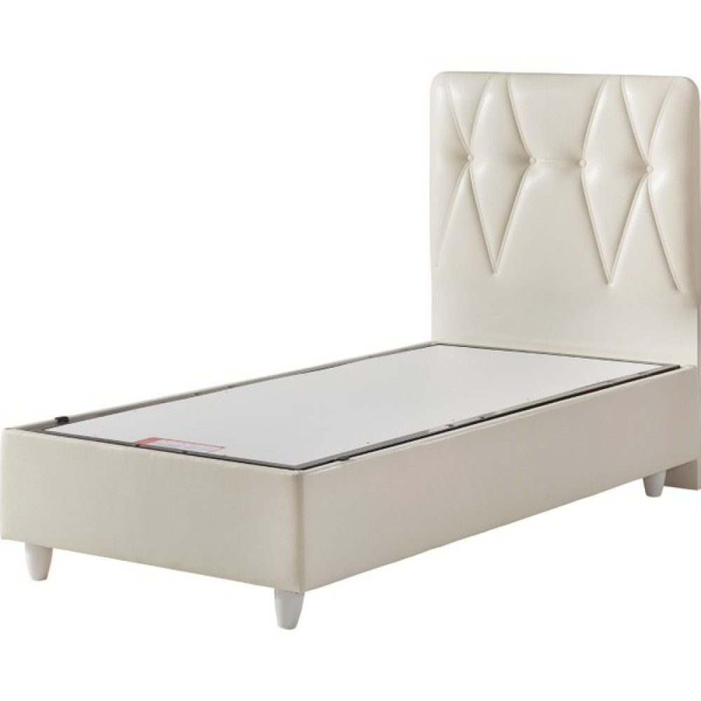 Belletto Tek Kişilik Sandıklı Krem Deri Baza Ve Başlık 90 x 190 cm Baza Fiyatı