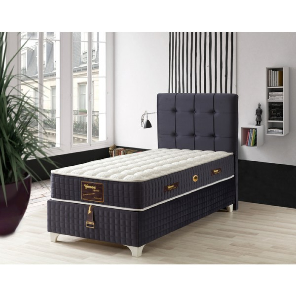 Belletto Tek Kişilik Semiramis Baza+Başlık+Yatak - Antrasit - 100 x 200 cm Baza Fiyatı