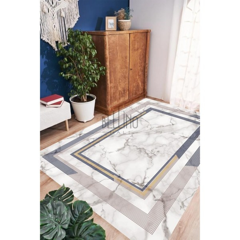 Bellino Halı Yıkanabilir Halı Kaymaz Taban Bambu Halı Pamuk Dokuma Kilim Çift Çerçeve Desenli Salon Halısı Mutfak Halısı ve Yolluk - 50 x 80 cm Salon Halısı Fiyatı