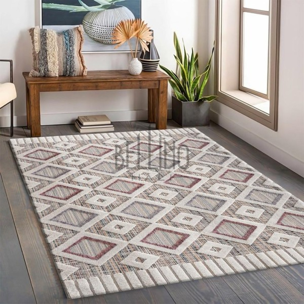 Bellino Halı Yıkanabilir Halı Kaymaz Taban Bambu Halı Pamuk Dokuma Kilim Iskandinav Desenli Salon Halısı Mutfak Halısı ve Yolluk - 60 x 100 cm Salon Halısı Fiyatı