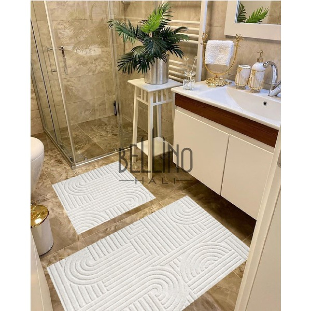Bellino Yıkanabilir Kaymaz Pamuk Dokuma Taban Soyut Desenli 60X100-50X60 2'li Banyo Paspası Klozet Takımı 19 Klozet Takımı Fiyatı