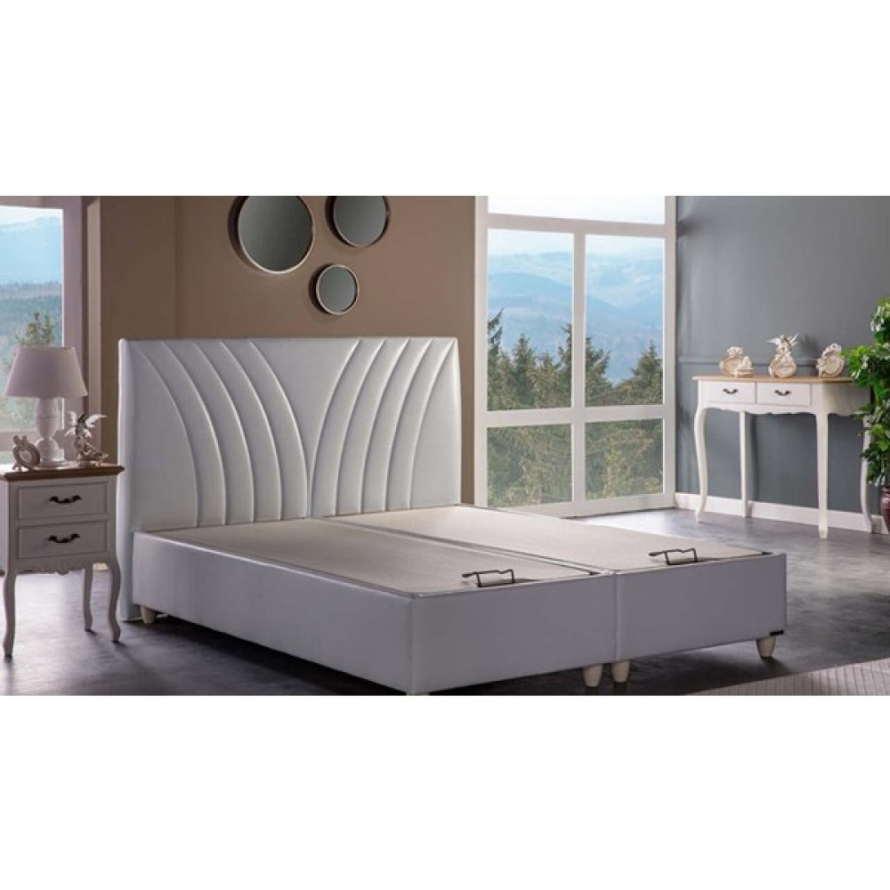 Bellona Verso Baza + Başlık Set Çift Kişilik Krem Deri - 140 x 190 cm - Krem Rengi Baza Fiyatı