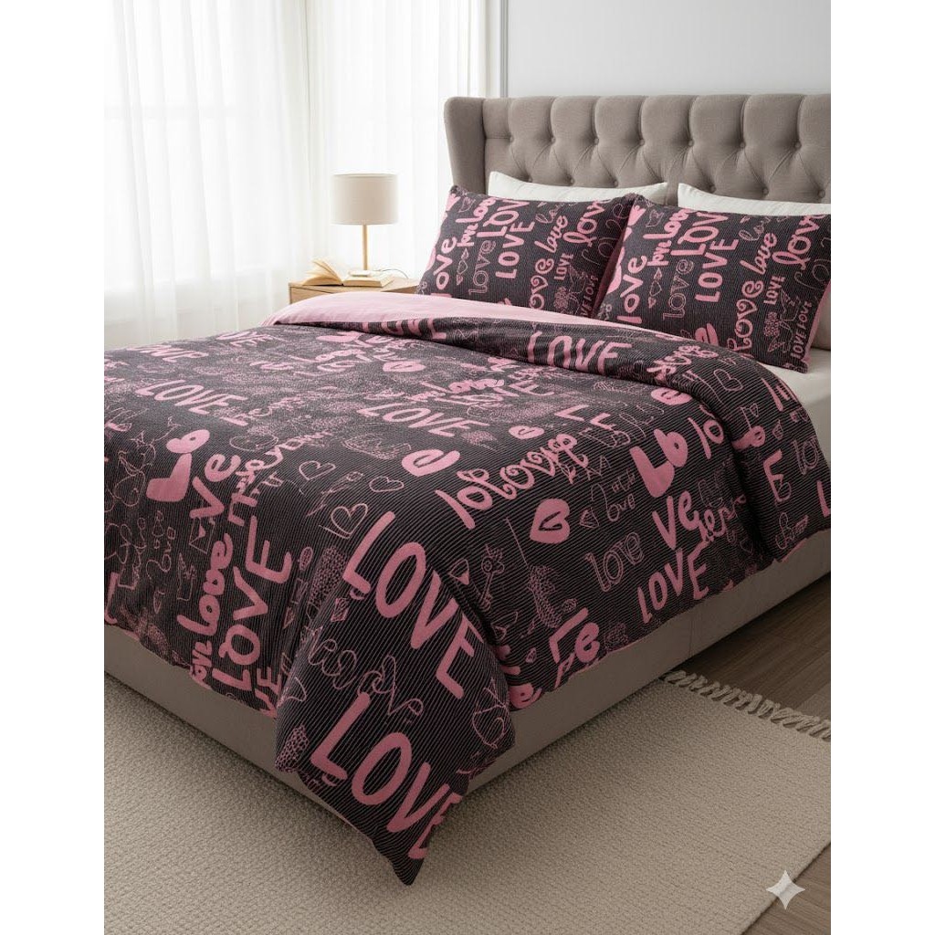 Belsina Pamuklu Çift Kişilik Fermuarlı Nevresim & Yorgan Kılıfı 200X220 cm - Antrasit - Gri - Pembe - 200 x 220 cm Nevresim Takımı Fiyatı