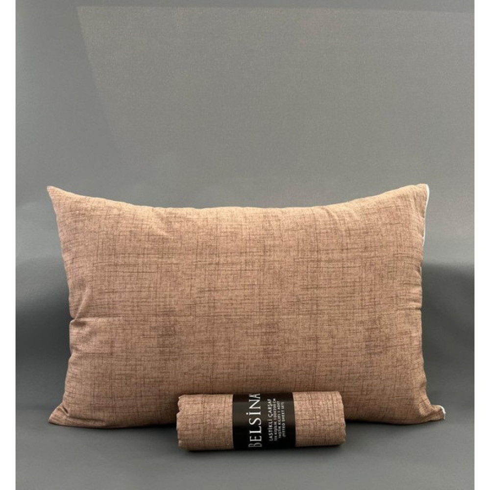 Belsina Pamuklu Tek Kişilik Lastikli Çarşaf Takımı ( 1 Adet Yastık Kılıflı ) - 100x 200 cm - Kahverengi Çarşaf Fiyatı