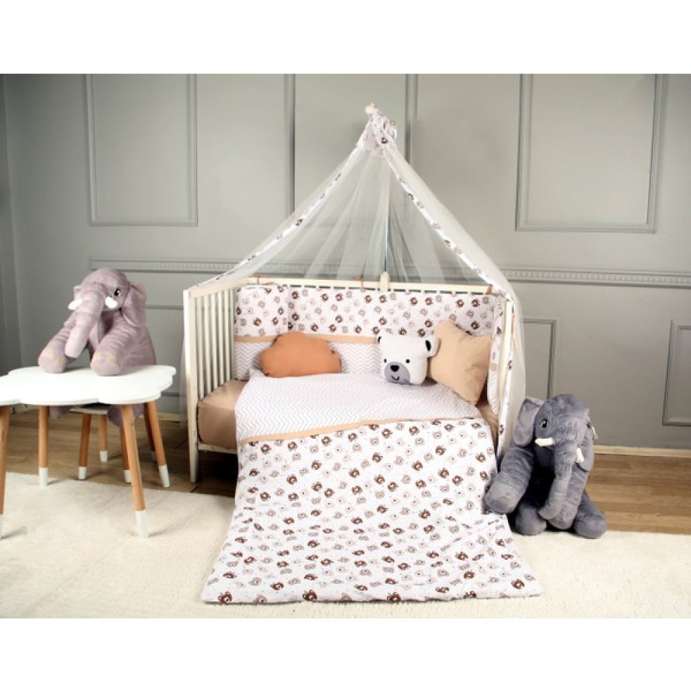 Bemolya Baby Bear Bebek Beşik Uyku Seti Ayıcık Desenli Bebek Beşiği Korumalığı Yeni Doğan Bebek 70/130 - Kahverengi - 70 x 130 cm Bebek Uyku Seti Fiyatı