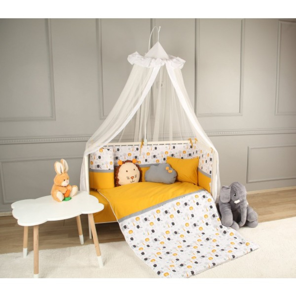 Bemolya Bebek Beşik Uyku Seti Aslan Desenli Bebek Beşik Korumalığı Yeni Doğan Bebek 70/130 - Sarı - 70 x 130 cm Bebek Uyku Seti Fiyatı