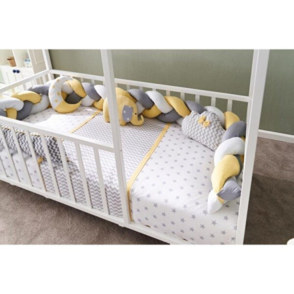 Bemolya Bebek Çocuk Uyku Seti Montesori Filli 90X190 Sarı Gri Unisex Kız Erkek - 90 x 190 cm Bebek Uyku Seti Fiyatı