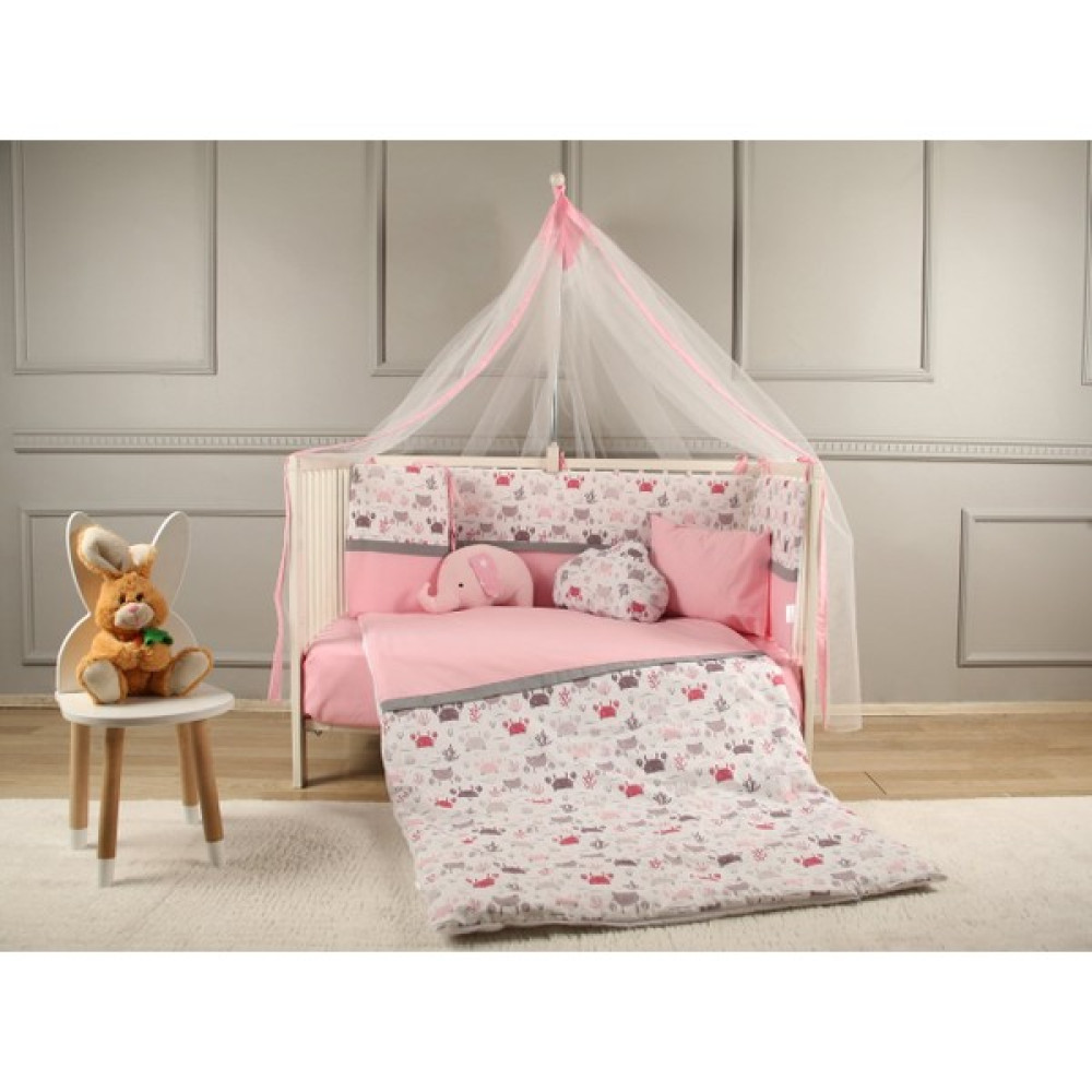 Bemolya Bebek Pembe Yengeç Uyku Seti 80X130 cm Baby Crab Beşik Uyku Seti - 80 x 130 cm Bebek Uyku Seti Fiyatı