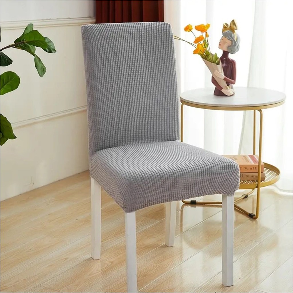 Bemrax Piti Kare Desenli Sandalye Kılıfı - 45 x 45 x 50 cm - Açık Gri Standart Sandalye Fiyatı