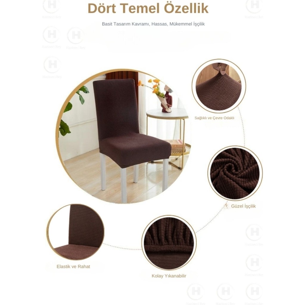 Bemrax Piti Kare Desenli Sandalye Kılıfı - 45 x 45 x 50 cm - Koyu Kahve Standart Sandalye Fiyatı