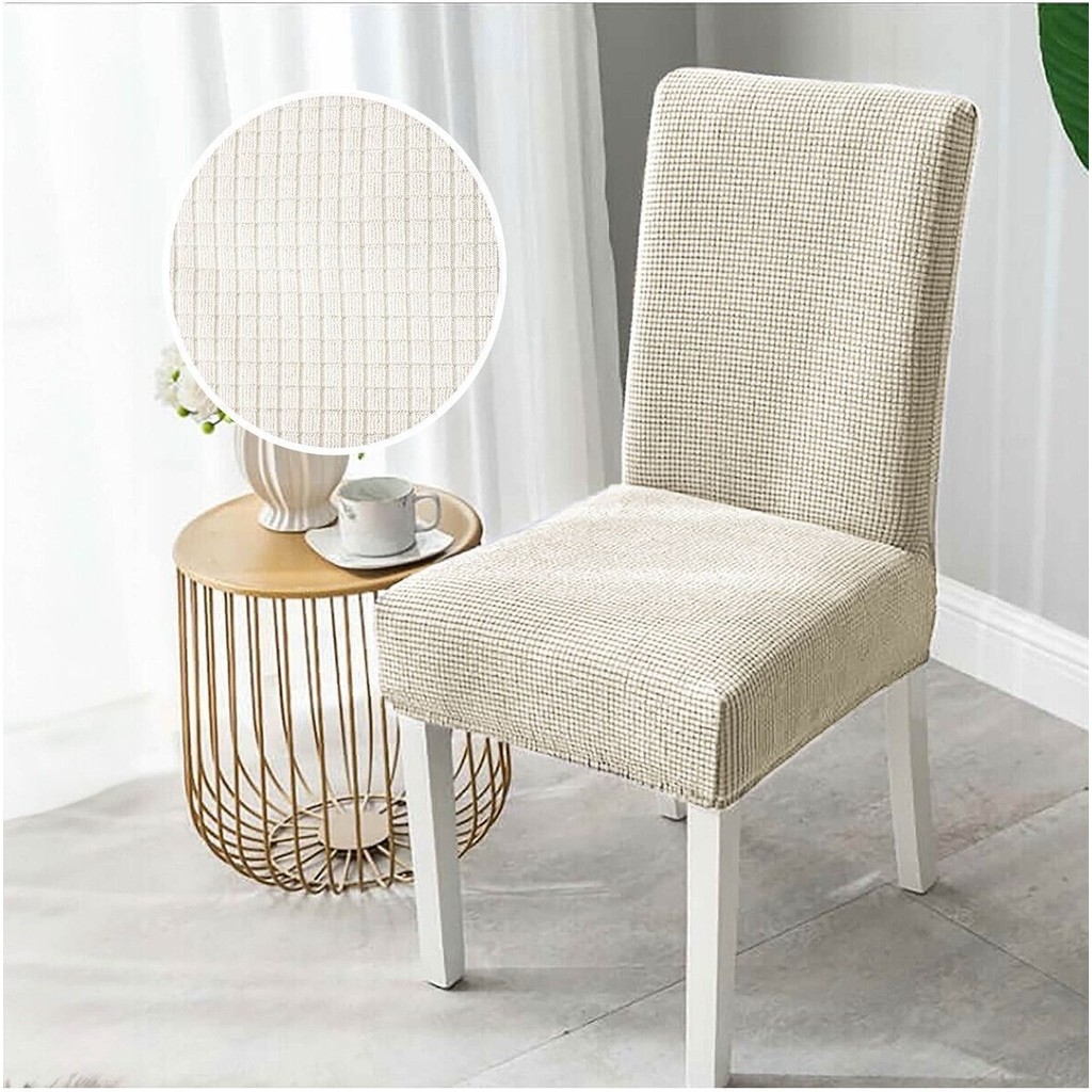 Bemrax Piti Kare Desenli Sandalye Kılıfı - 45 x 45 x 50 cm - Krem Standart Sandalye Fiyatı