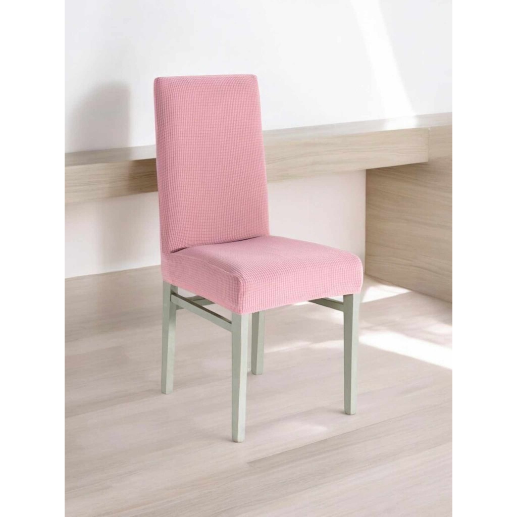 Bemrax Piti Kare Desenli Sandalye Kılıfı - 45 x 45 x 50 cm - Pudra Standart Sandalye Fiyatı