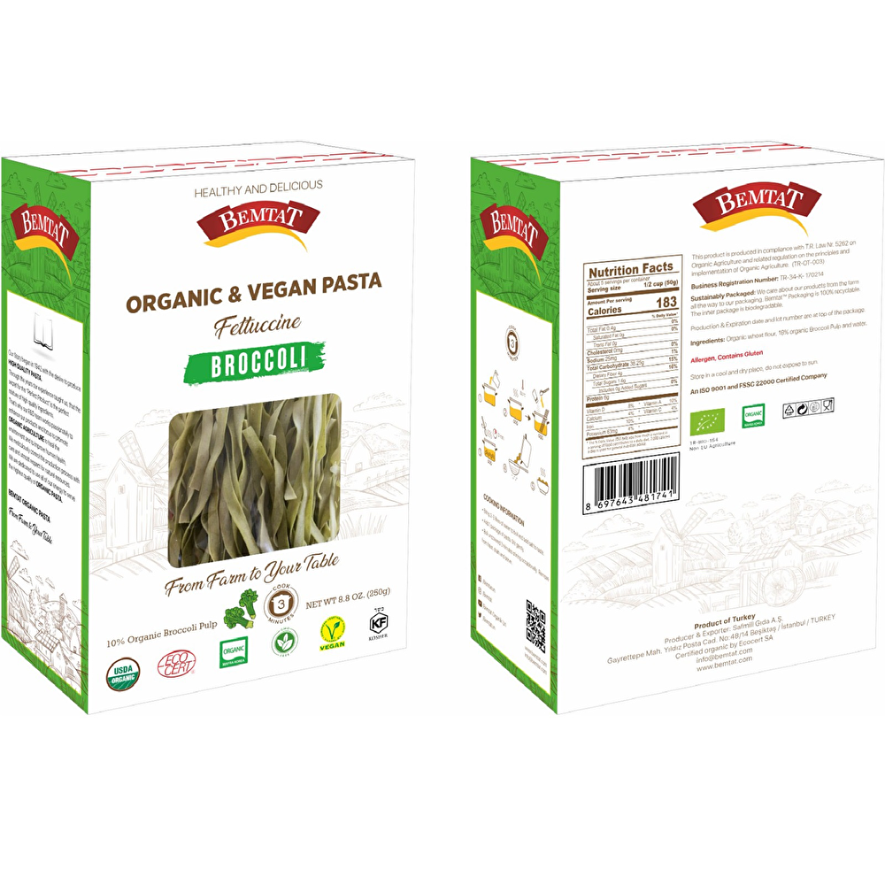 Bemtat Organik & Vegan Brokolili Fettuccini Makarna 250 Gr Organik Ürünler Fiyatı