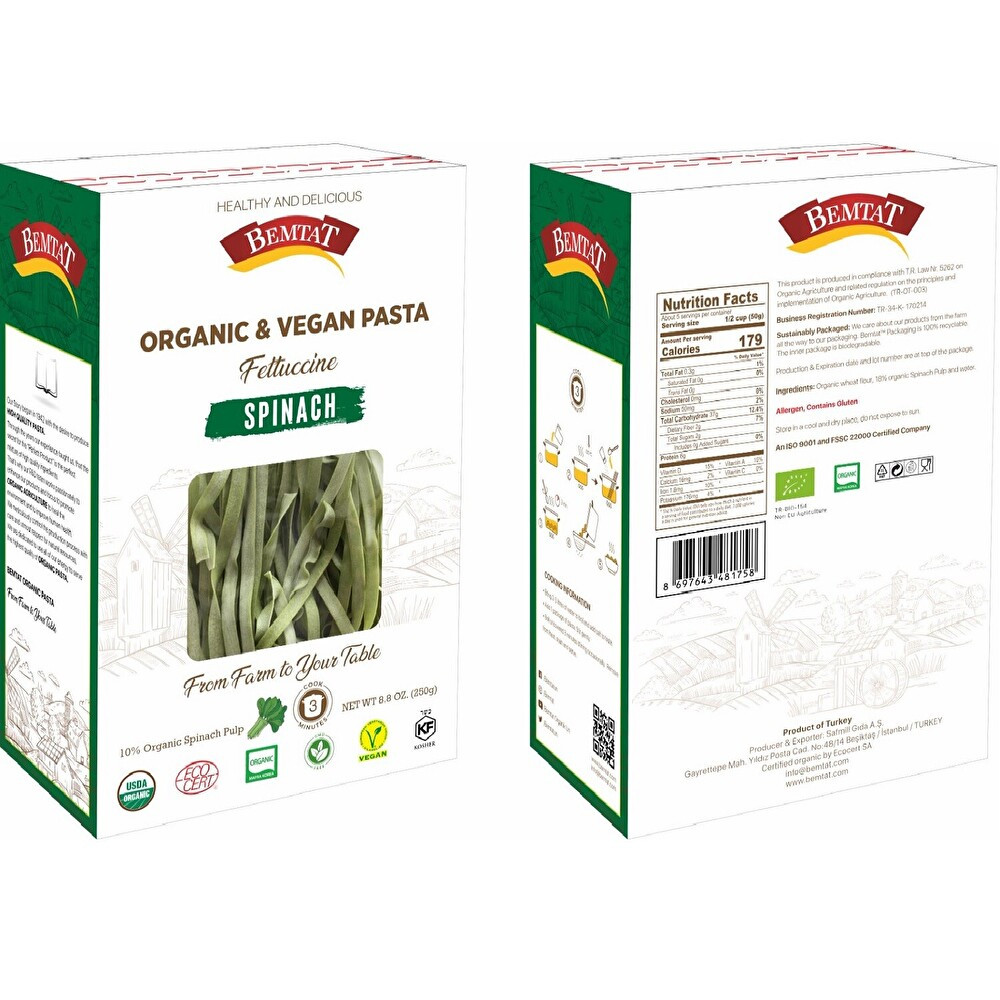 Bemtat Organik & Vegan Ispanaklı Fettuccini Makarna 250 Gr Organik Ürünler Fiyatı